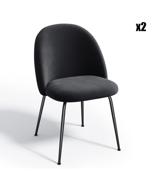 2 Chaises Ella Velours noires - 77.5x50x54 cm