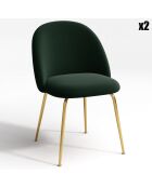 2 Chaises Ella Velours vert sapin - 77.5x50x54 cm