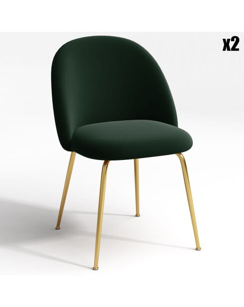 2 Chaises Ella Velours vert sapin - 77.5x50x54 cm