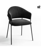 2 Chaises Hanna Velours noires - 80x54.5x56 cm