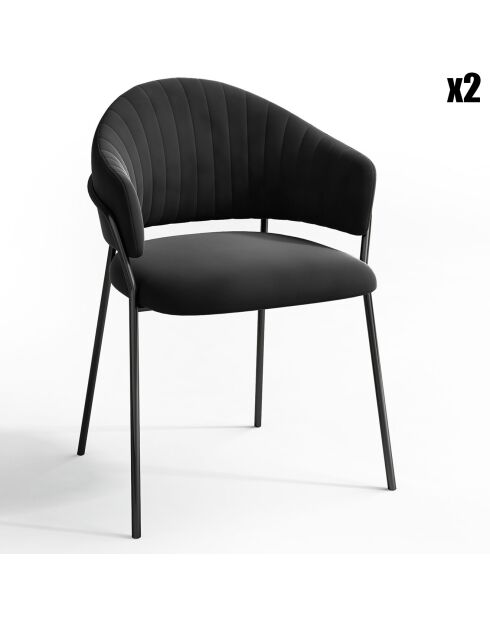 2 Chaises Hanna Velours noires - 80x54.5x56 cm