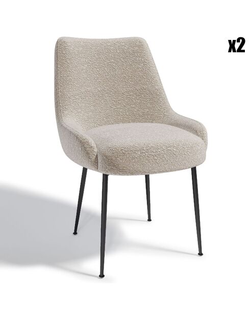 2 Chaises Rakel Bouclette taupe - 82x64x55 cm