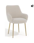 2 Petits Fauteuils Rakel en Velours Pieds brossés crème - 82x64x55 cm
