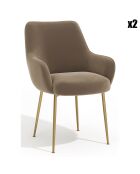 2 Petits Fauteuils Rakel Velours Pieds brossés taupe - 82x64x55 cm