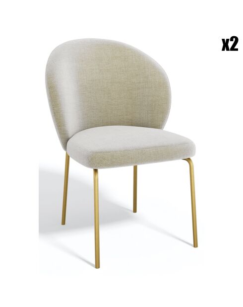2 Chaises Aria Tissu tramé toucher doux beiges - 87x57x54 cm