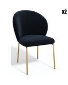 2 Chaises Aria Tissu tramé toucher doux bleu foncé - 87x57x54 cm