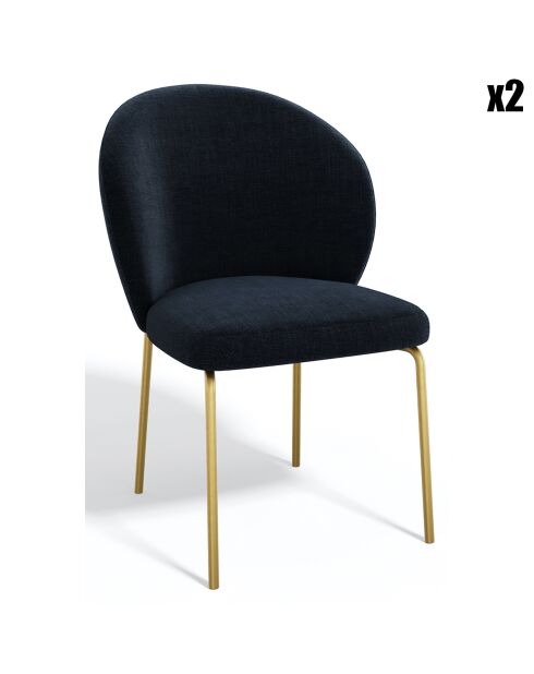 2 Chaises Aria Tissu tramé toucher doux bleu foncé - 87x57x54 cm
