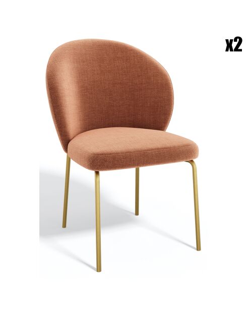 2 Chaises Aria Tissu tramé toucher doux terracotta - 87x57x54 cm