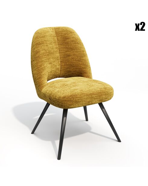 2 Chaises rotatives Magda en Velours moutarde - 51x63x85.5 cm