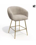 2 Tabourets de bar Tess en Velours tramé beiges - 60x59.5x91 cm