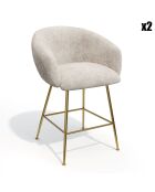 2 Tabourets de bar Tess en Velours tramé crème - 60x59.5x91 cm