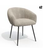 2 Petits fauteuils Tess en Velours tramé beiges - 57.5x60x75 cm