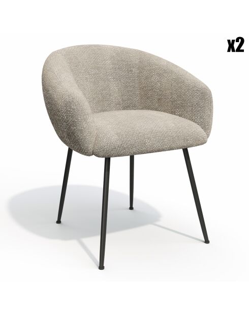 2 Petits fauteuils Tess en Velours tramé beiges - 57.5x60x75 cm