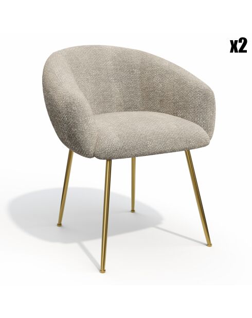 2 kleine Sessel Tess aus beigefarbenem Samt, 57,5 x 60 x 75 cm