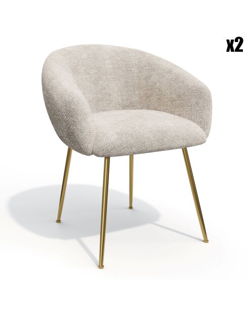 2 Petits fauteuils Tess en Velours tramé crème - 57.5x60x75 cm