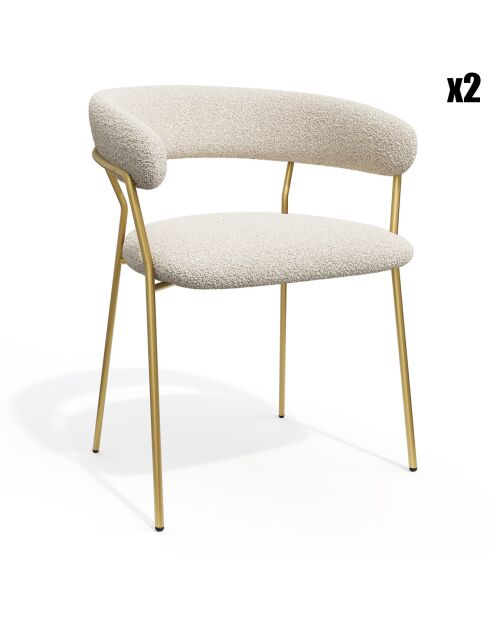 2 Chaises Lily bouclette beiges - 58x53.5x76 cm