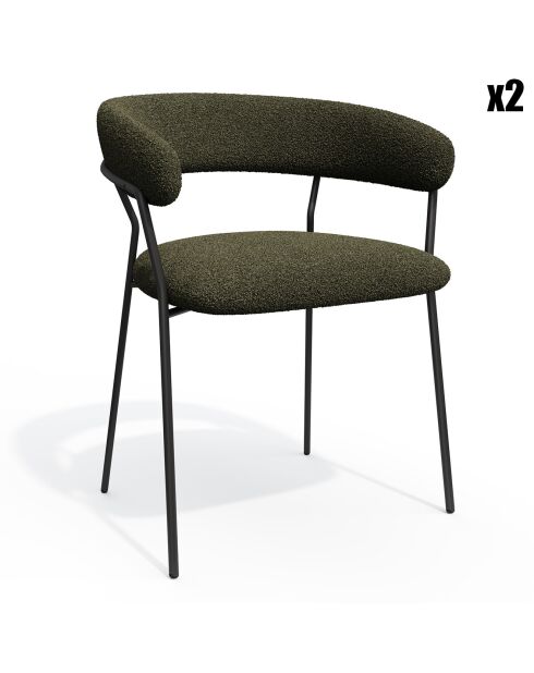 2 Chaises Lily bouclette kaki - 58x53.5x76 cm
