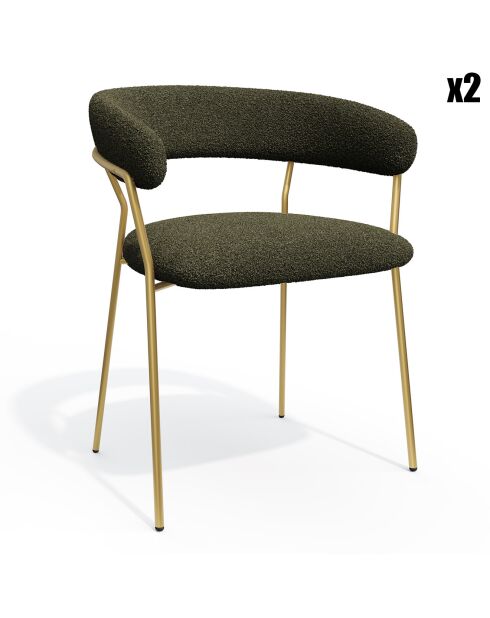 2 Chaises Lily bouclette kaki - 58x53.5x76 cm