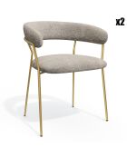 2 Chaises Lily en Velours tramé beiges - 58x53.5x76 cm
