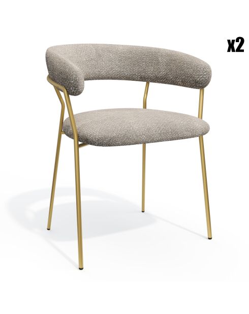 2 Chaises Lily en Velours tramé beiges - 58x53.5x76 cm
