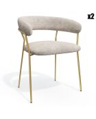 2 Chaises Lily en Velours tramé crème - 58x53.5x76 cm