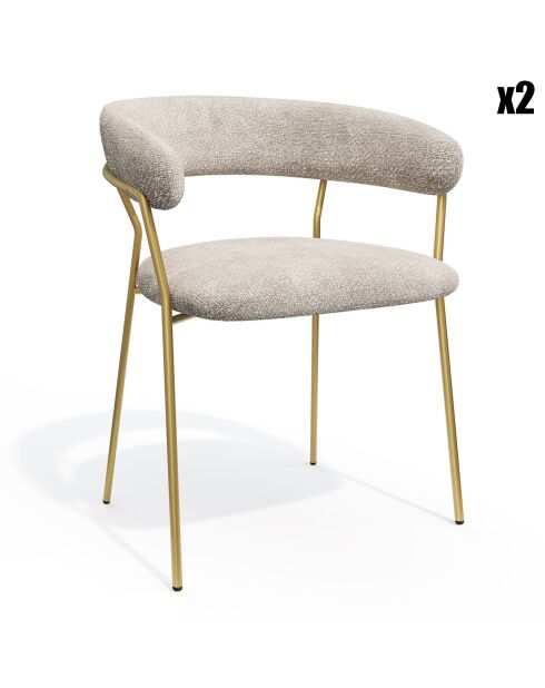 2 Chaises Lily en Velours tramé crème - 58x53.5x76 cm