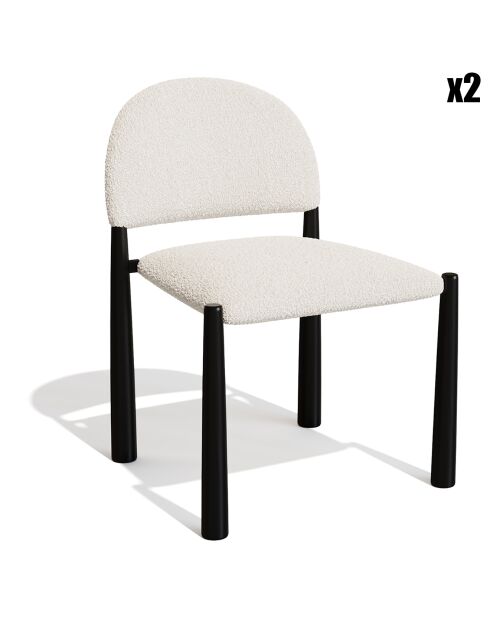 2 Chaises Milo Bouclette crème - 56.5x53x80 cm