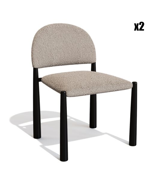 2 Chaises Milo Bouclette taupe - 56.5x53x80 cm