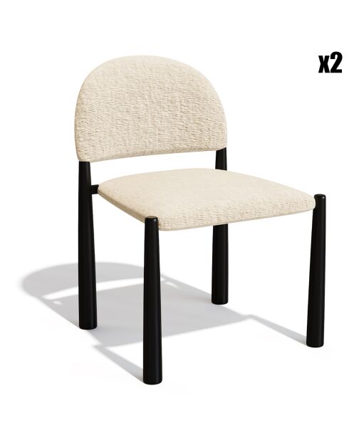 2 Chaises Milo en Velours texturé beiges - 56.5x53x80 cm
