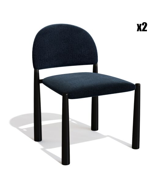2 Chaises Milo en Velours texturé bleu foncé - 56.5x53x80 cm