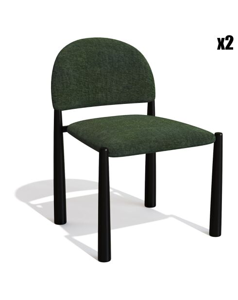 2 Chaises Milo en Velours texturé kaki - 56.5x53x80 cm