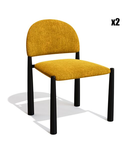 2 Chaises Milo en Velours texturé moutarde - 56.5x53x80 cm