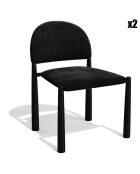 2 Chaises Milo en Velours texturé noires - 56.5x53x80 cm