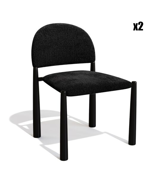 2 Chaises Milo en Velours texturé noires - 56.5x53x80 cm