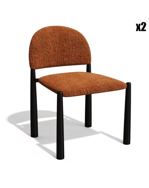 2 Chaises Milo en Velours texturé terracotta - 56.5x53x80 cm