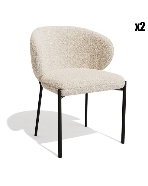 2 Chaises Luca Bouclette crème - 60x56x79 cm