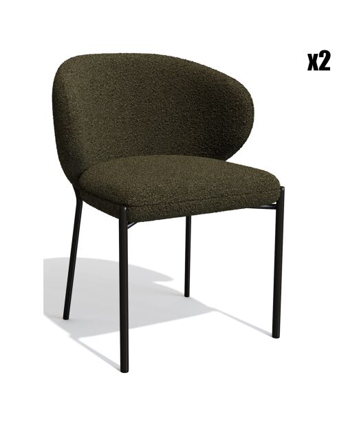 2 Chaises Luca Bouclette kaki - 60x56x79 cm