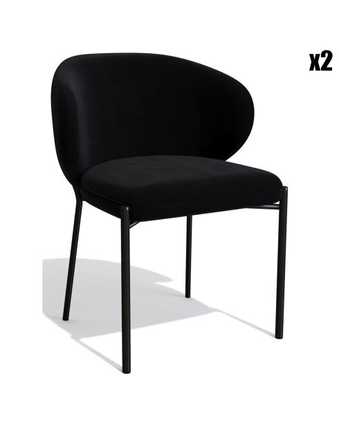 2 Chaises Luca en Velours noires - 60x56x79 cm