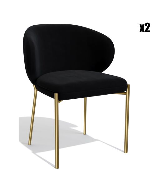 2 Chaises Luca en Velours noires - 60x56x79 cm