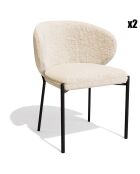 2 Chaises Luca en Velours texturé beiges - 60x56x79 cm