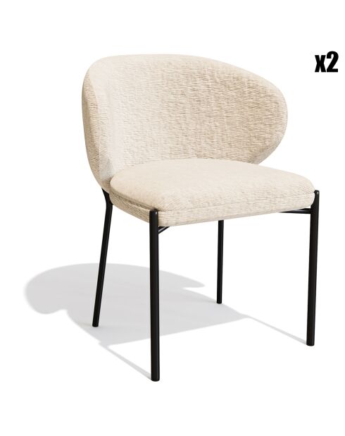 2 Chaises Luca en Velours texturé beiges - 60x56x79 cm
