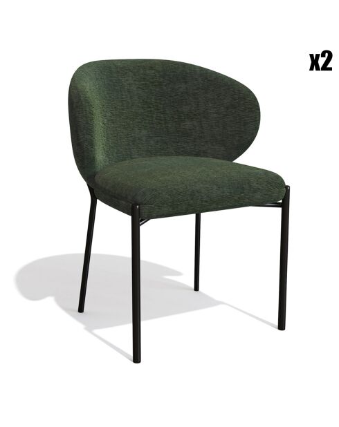 2 Chaises Luca en Velours texturé kaki - 60x56x79 cm