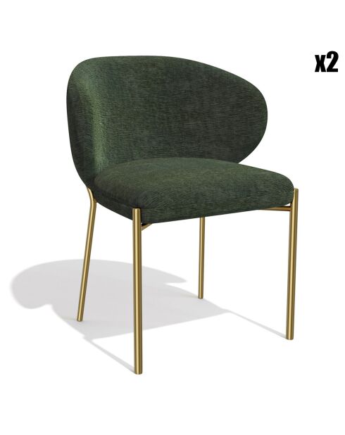 2 Chaises Luca en Velours texturé kaki - 60x56x79 cm