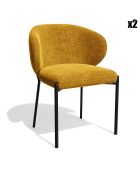 2 Chaises Luca en Velours texturé moutarde - 60x56x79 cm