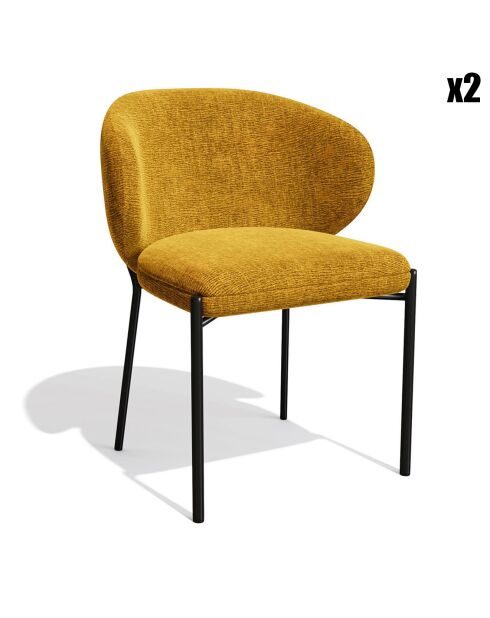 2 Chaises Luca en Velours texturé moutarde - 60x56x79 cm