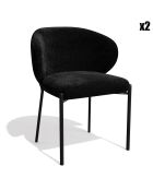 2 Chaises Luca en Velours texturé noires - 60x56x79 cm