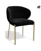 2 Chaises Luca en Velours texturé noires - 60x56x79 cm