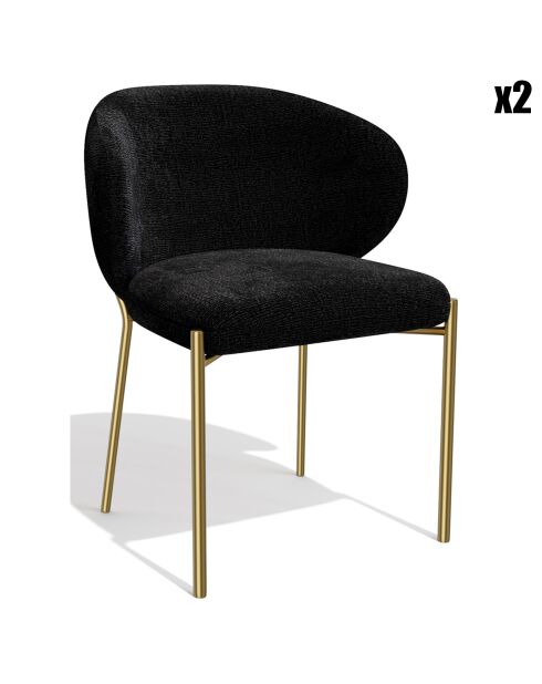 2 Chaises Luca en Velours texturé noires - 60x56x79 cm