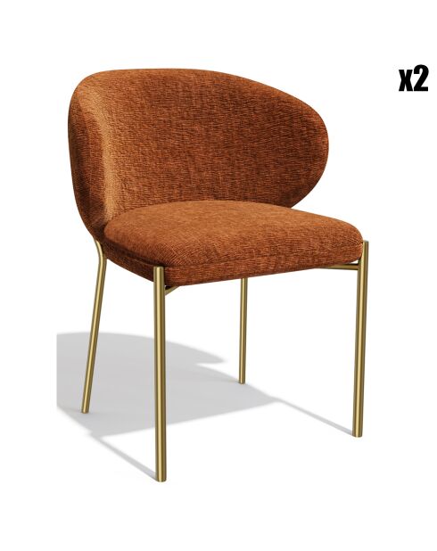 2 Chaises Luca en Velours texturé terracotta - 60x56x79 cm