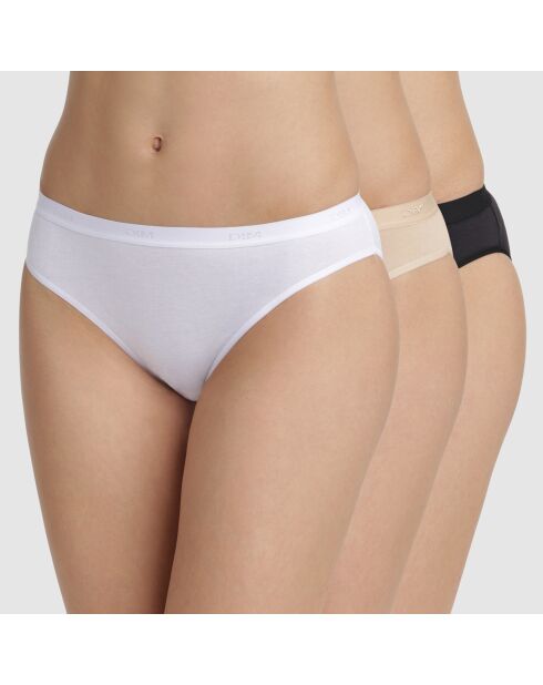 3 Culottes Les Pockets Ecodim Coton noir/beige/blanc